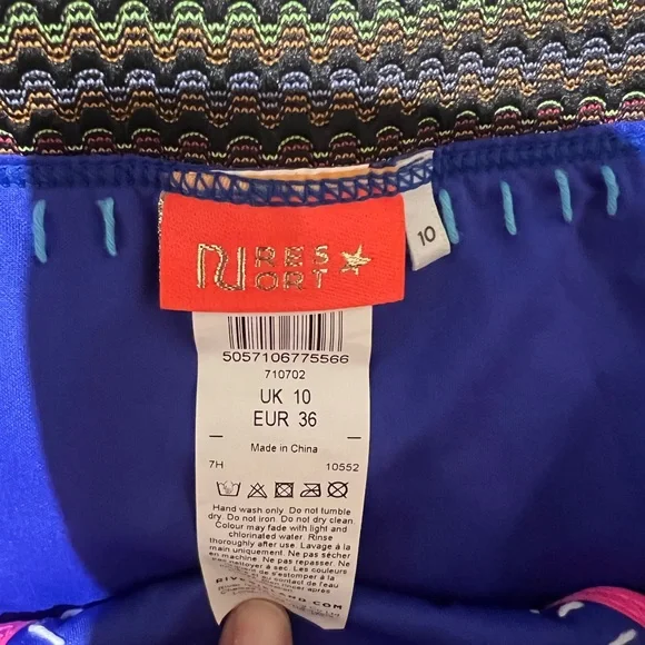 NWOT River Island 2PC Bikini | Top 8 | Bottom 10 | Blue w/ Pink Trim | Liner On - Picture 6 of 8